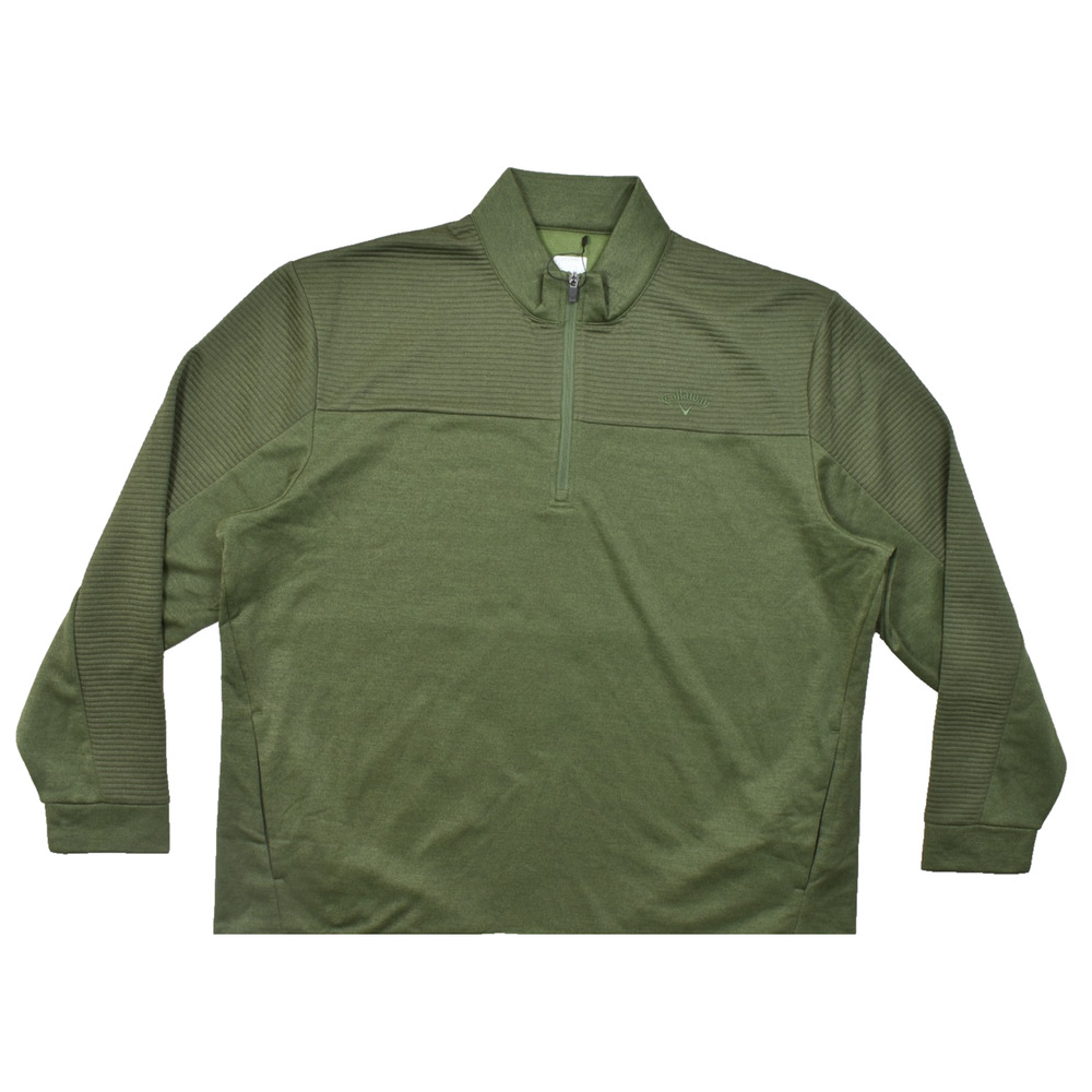 Callaway Golf Men's XXL Green 1/4 Zip Fleece Pullover Ribbed Textured Shoulder